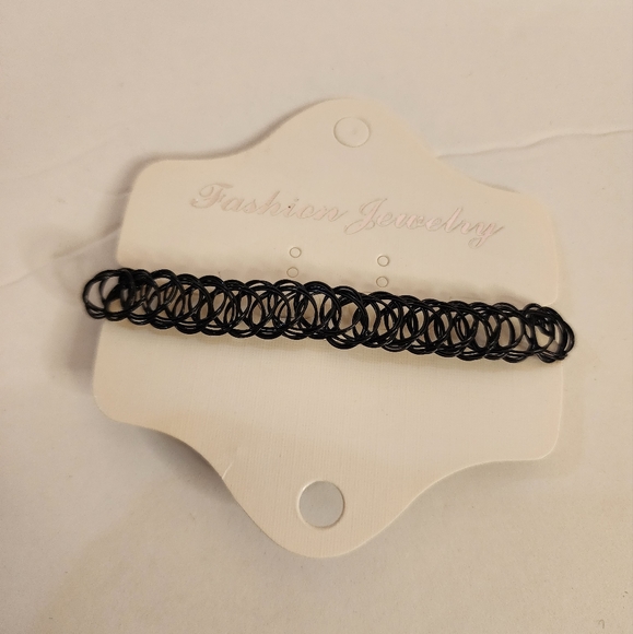 Goth Gemstone Simple Black Lace Choker Bracelet Bundle - Picture 4 of 4